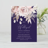 Invitation Deep Navy & Blush Designer Dusty Rose Wedding (Debout devant)