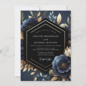 Invitation Deep Navy Floral Luxe Wedding (Devant)