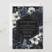 Invitation Deep Navy Floral Opulence Wedding (Devant)