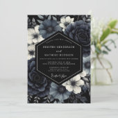 Invitation Deep Navy Floral Opulence Wedding (Debout devant)