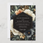 Invitation Deep Navy Floral Woodland Wedding (Devant)