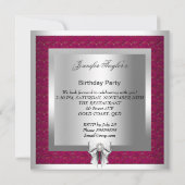 Invitation Deep Pink Silver High Heel Chaussure Anniversaire (Dos)