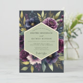 Invitation Deep Plum Bloom Autumn Wedding (Debout devant)