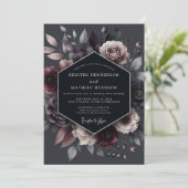 Invitation Deep Plum Floral Moody Wedding (Debout devant)