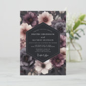 Invitation Deep Plum Floral Romance Wedding (Debout devant)