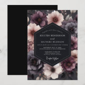 Invitation Deep Plum Floral Romance Wedding (Devant / Derrière)