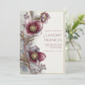 Invitation Deep Plum Hellebore Gold Glitter Frame Wedding (Debout devant)
