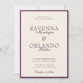 Invitation Deep Plum Ivory Monogram Glam | Mariage Argenté (Devant)