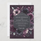 Invitation Deep Plum Moody Bloom Wedding (Devant)