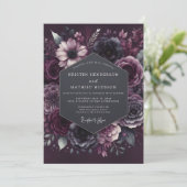 Invitation Deep Plum Moody Bloom Wedding (Debout devant)