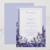 Invitation Deep Purple Lavender Rustic Gold Frame (Devant / Derrière)