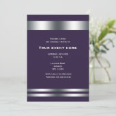 Invitation Deep Purple & Silver Elegant Diner Party Event (Debout devant)