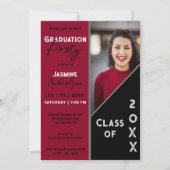 Invitation Deep Red and Black Modern Photo Party (Devant)