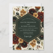 Invitation Deep Red Autumn Floral Elegance Wedding (Devant)