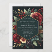 Invitation Deep Red Botanical Luxe Wedding (Devant)