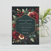 Invitation Deep Red Botanical Luxe Wedding (Debout devant)