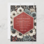 Invitation Deep Red Botanical Opulent Wedding (Devant)