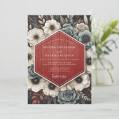 Invitation Deep Red Botanical Opulent Wedding (Debout devant)