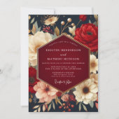 Invitation Deep Red Botanical Opulent Wedding (Devant)
