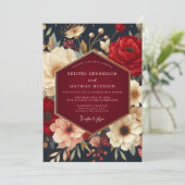 Invitation Deep Red Botanical Opulent Wedding (Debout devant)