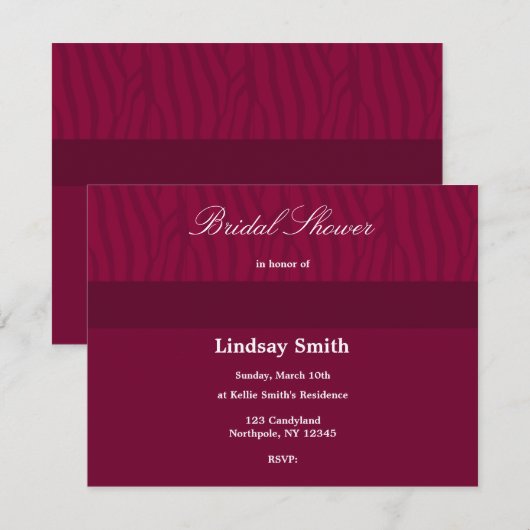 Invitation Deep Red Bridal Shower (Devant / Derrière)