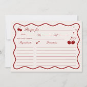Invitation Deep Red Cherry On Top Bridal Shower Recipe Card (Devant)