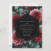 Invitation Deep Red Dahlia Botanical Wedding (Devant)