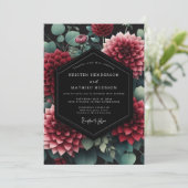 Invitation Deep Red Dahlia Botanical Wedding (Debout devant)