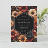 Invitation Deep Red Floral Autumn Wedding (Debout devant)
