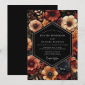 Invitation Deep Red Floral Autumn Wedding (Devant / Derrière)