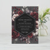 Invitation Deep Red Floral Enchantment Wedding (Debout devant)