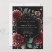 Invitation Deep Red Floral Moody Wedding (Devant)