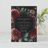 Invitation Deep Red Floral Moody Wedding (Debout devant)