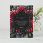 Invitation Deep Red Floral Opulent Wedding (Debout devant)