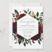Invitation Deep Red Floral Whimsy Wedding (Devant)