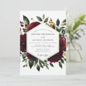 Invitation Deep Red Floral Whimsy Wedding (Debout devant)