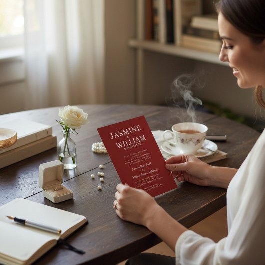 Invitation Deep Red Formal Typography Wedding Invite