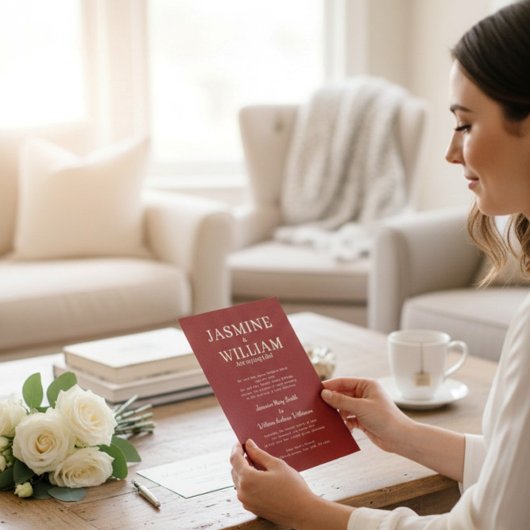 Invitation Deep Red Formal Typography Wedding Invite