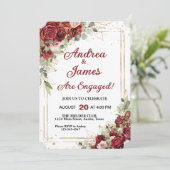 Invitation Deep Red & Gold Frame Roses (Debout devant)