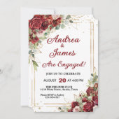 Invitation Deep Red & Gold Frame Roses (Devant)