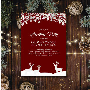 Invitation Deep Red Joyeux Noël Party