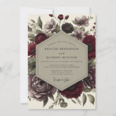 Invitation Deep Red Moody Bloom Wedding (Devant)