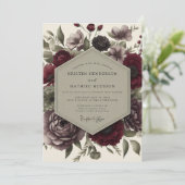 Invitation Deep Red Moody Bloom Wedding (Debout devant)