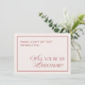 Invitation Deep Red Old Money Will You Be My Bridesmaid Card (Debout devant)