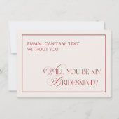 Invitation Deep Red Old Money Will You Be My Bridesmaid Card (Devant)