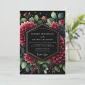 Invitation Deep Red Opulent Bloom Wedding (Debout devant)