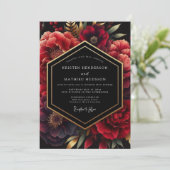 Invitation Deep Red Opulent Floral Wedding (Debout devant)