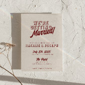 Invitation Deep Red Retro Bold Unique QR Code Photo Wedding