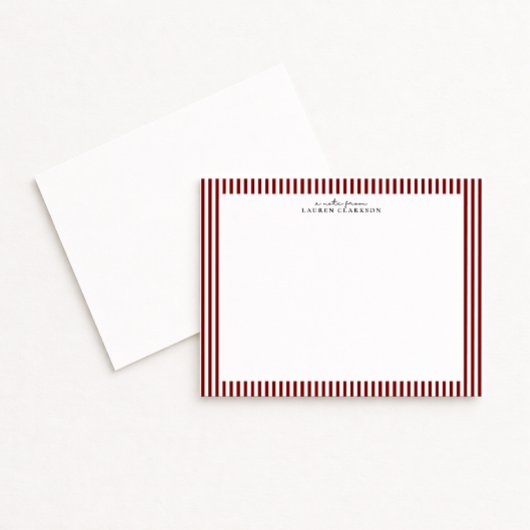 Invitation Deep Red Stripe Border Note Card