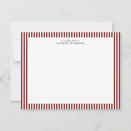 Invitation Deep Red Stripe Border Note Card (Devant)